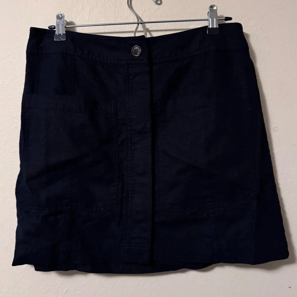 Banana Republic black Linen blend button front skirt Size 14